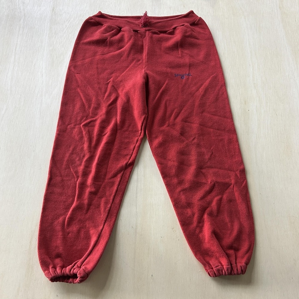 Vintage Spalding Sweatpants Mens Medium Red Fleece Joggers Elastic Waist Gym